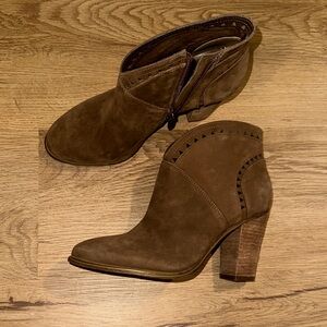 Vince Camuto Brown Suede Cutout Ankle Booties
